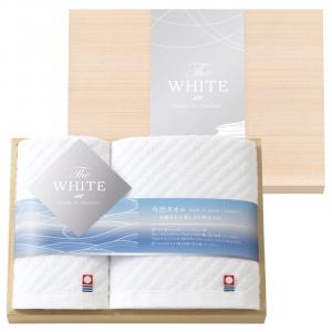今治 ザ ホワイト 日本製 スリムバスタオル&フェイスタオル(木箱入) 65525