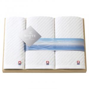 今治 ザ ホワイト 日本製 スリムバスタオル2P&フェイスタオル(木箱入) 65540