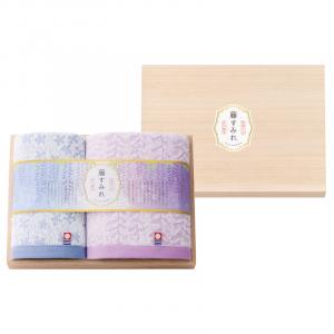 今治 藤すみれ 日本製 愛媛今治 フェイスタオル&ハンドタオル(木箱入) 66630