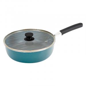 rinto IH対応ガラス蓋付外面ホーローマルチパン24cmターコイズ MB-3475