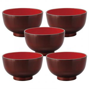 レンジ汁椀 溜内朱 5客揃 4479