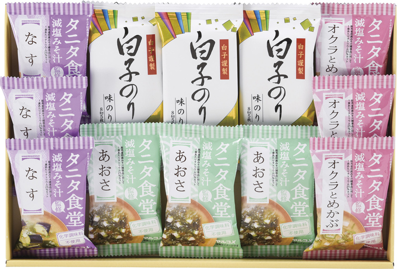 全品半額ギフト専門店『HANNE/はんね』ALL50%OFF / タニタ食堂監修減塩みそ汁・白子のり詰合せ ST-30